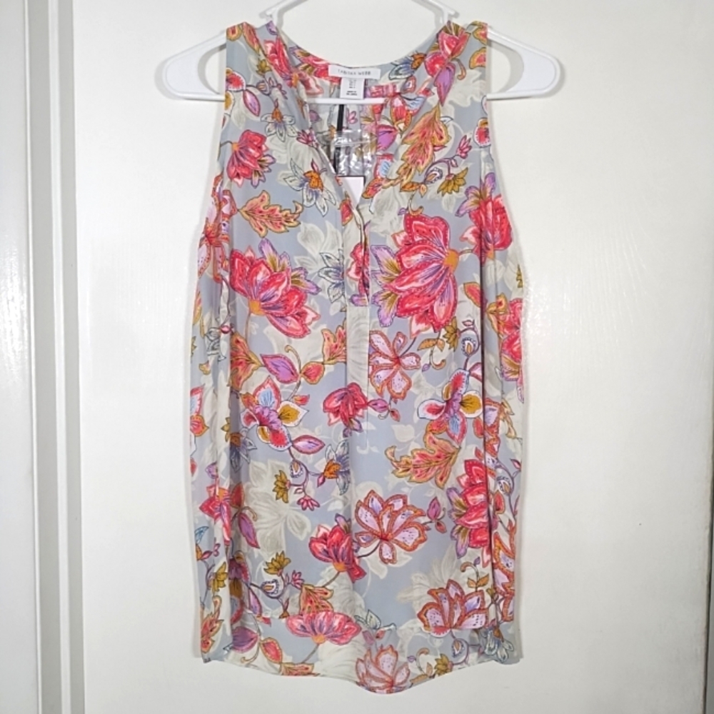 Tabitha Webb Women's S Blue Floral Blouse Sleeveless Top